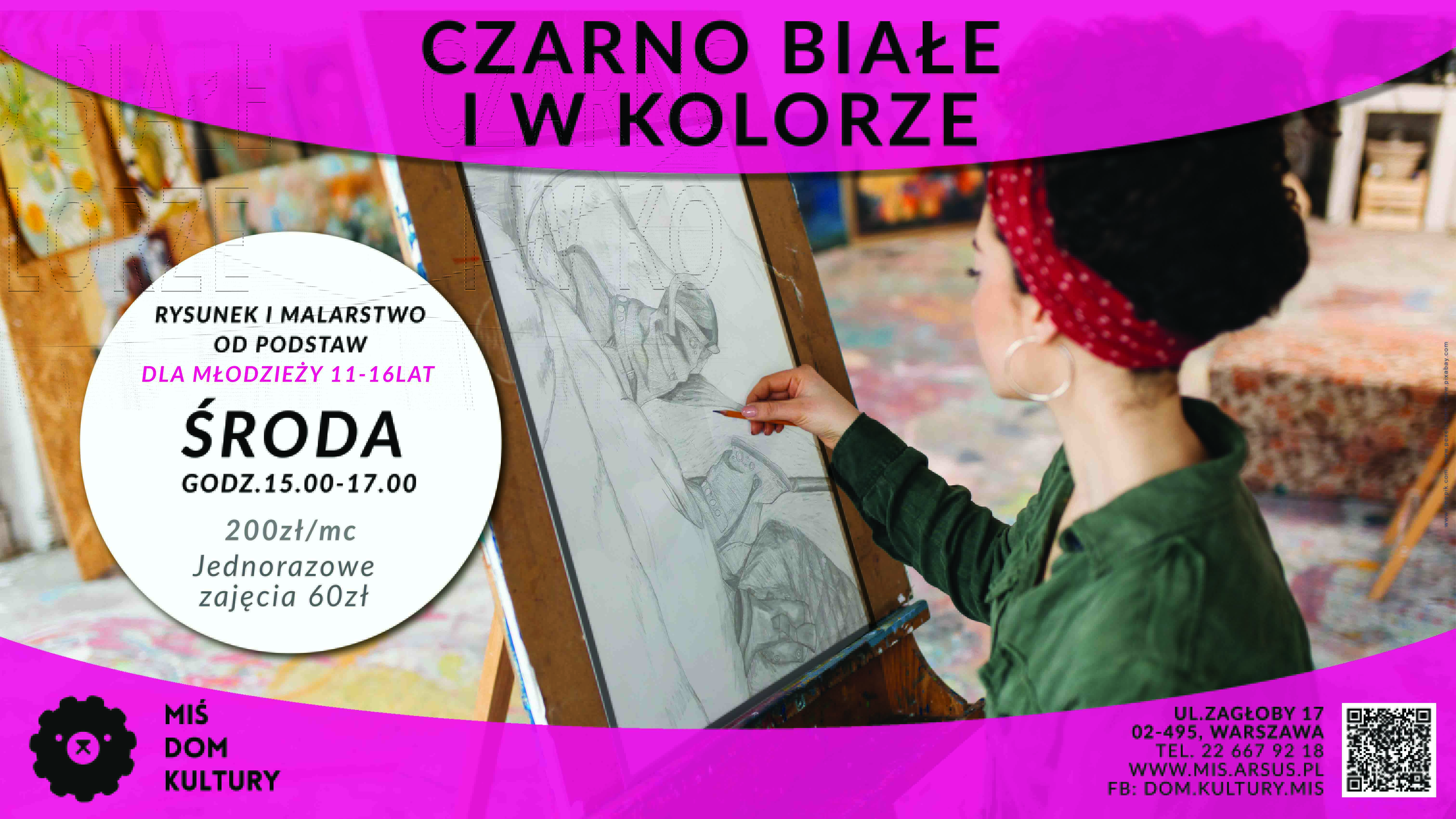 Czarno białe i w kolorze – kurs rysunku od podstaw w Misiu