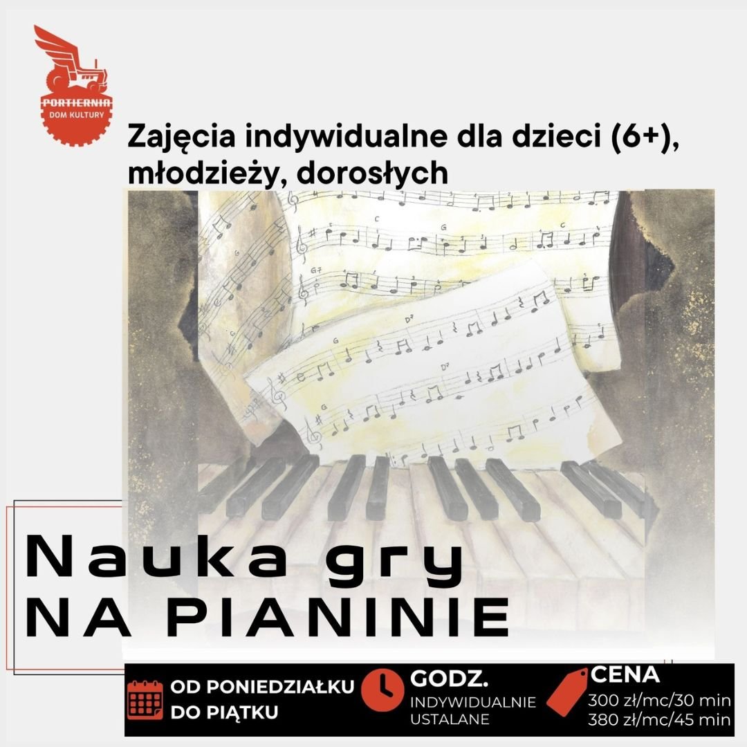 Nauka gry na pianinie w "Portierni" dla dzieci, młodzieży i dorosłych