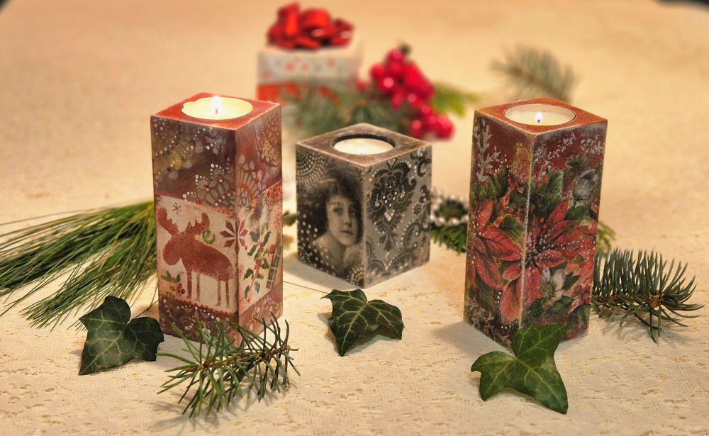 Świecznik z Ogniem... i Kropka! Decoupage & Dot-Art
