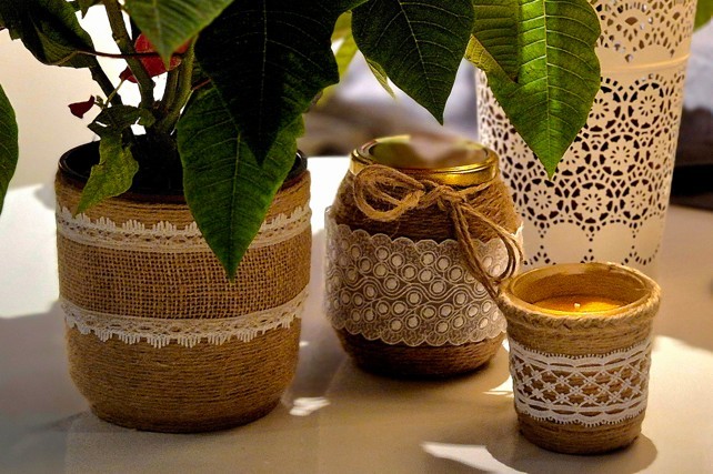 Naturalnie z juty – kubki, świece, wazony