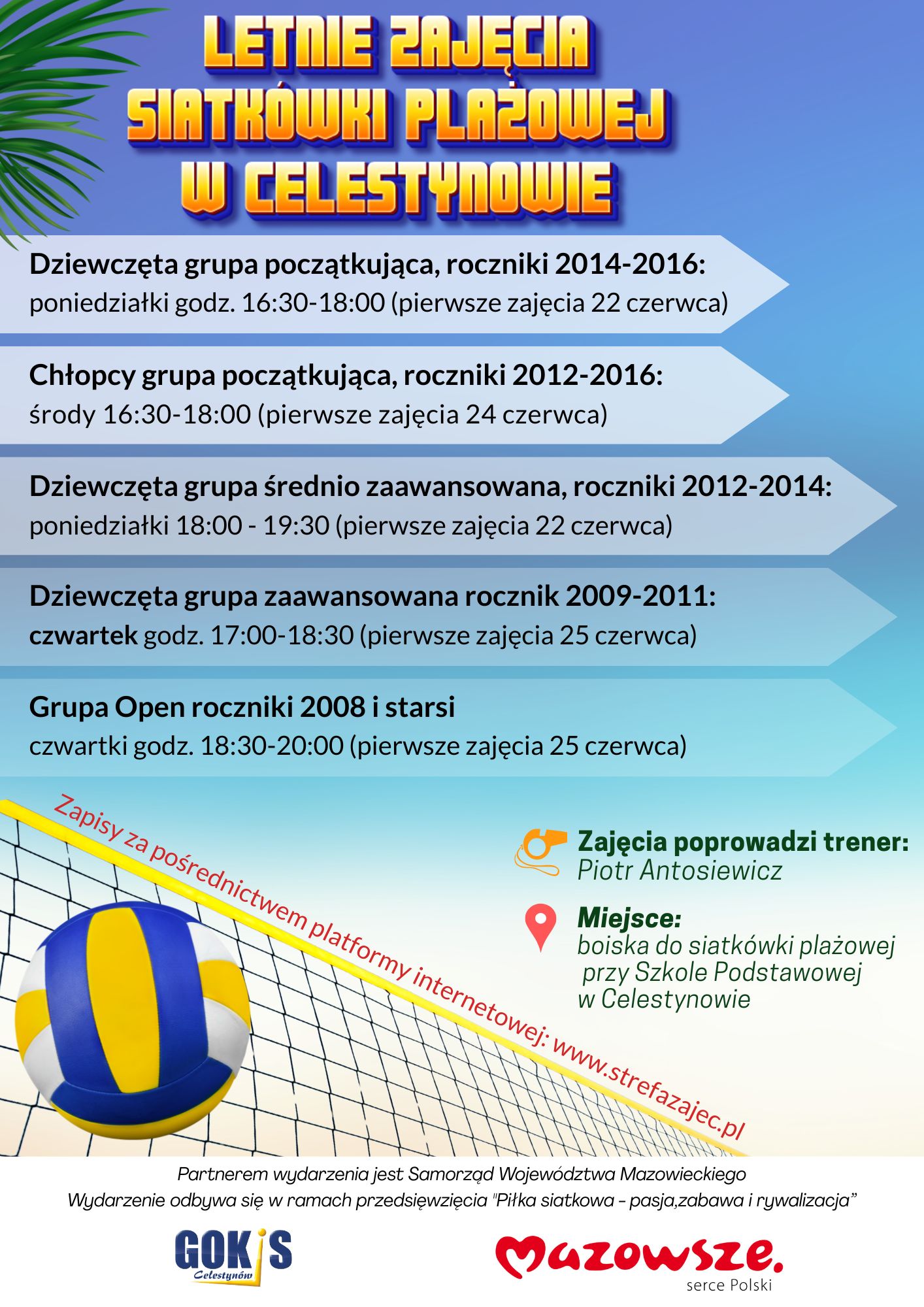 Letnie zajęcia z siatkówki plażowej