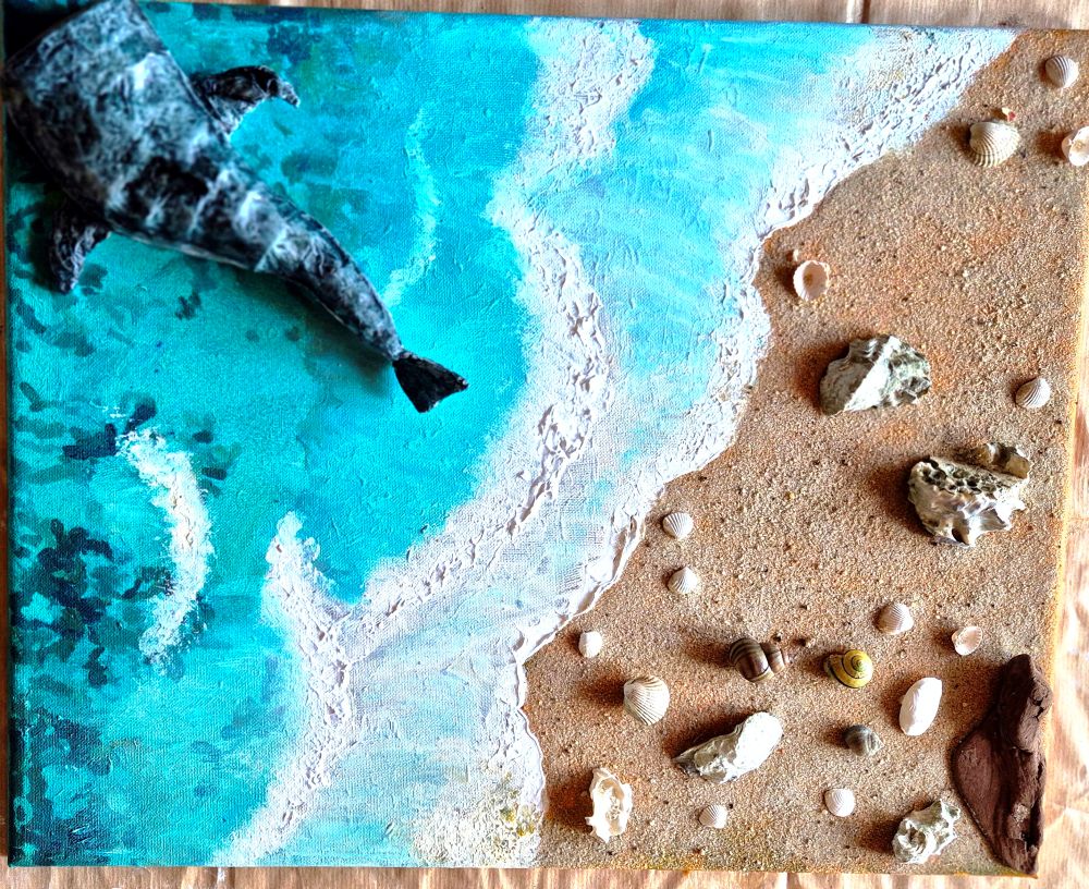 Morski Zakątek tworzenie obrazu w technice mixed media
