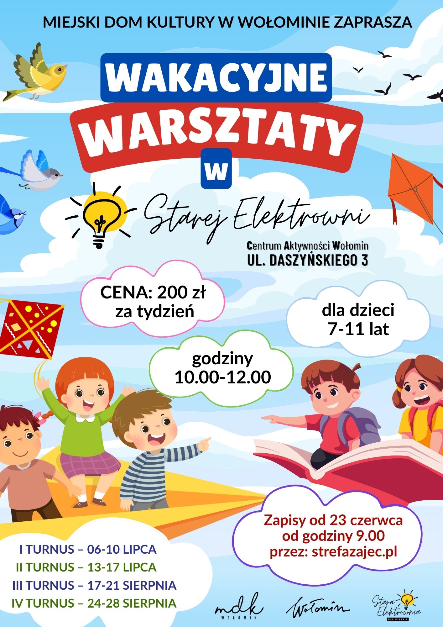 � Wakacyjne warsztaty/zajęcia w Starej Elektrowni – Tydzień II   13.07.2026 – 17.07.2026�