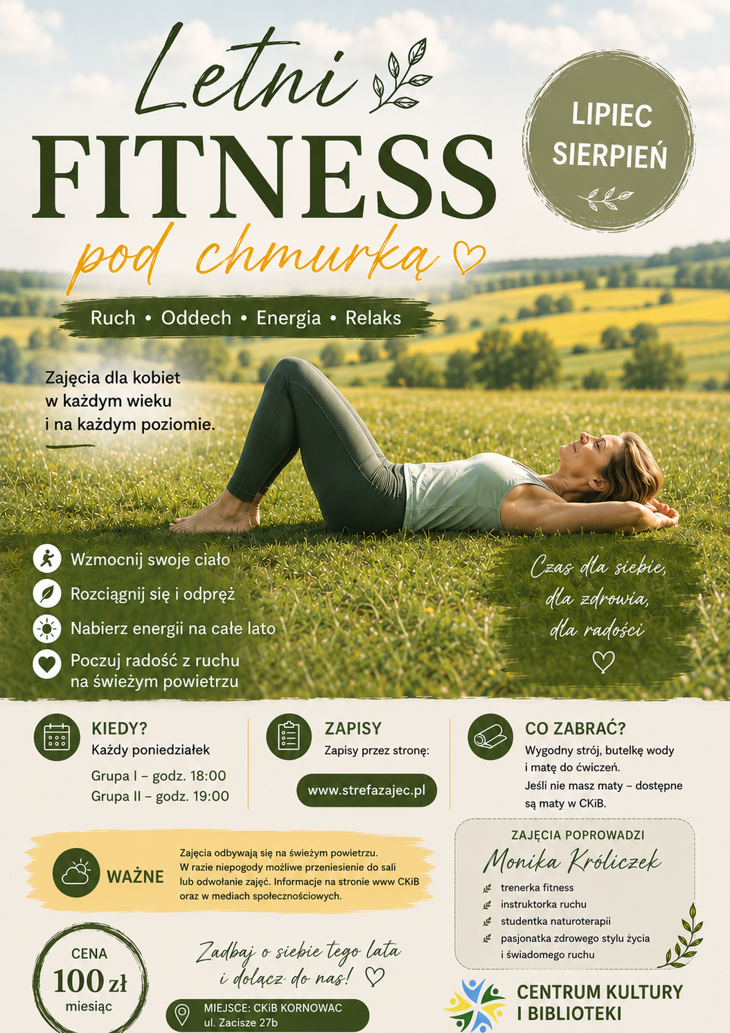 Letni fitness pod chmurką