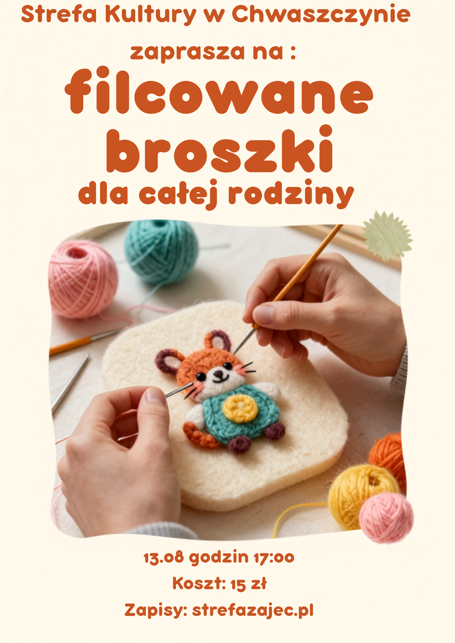Warsztaty tworzenia broszek filcowych Chwaszczyno