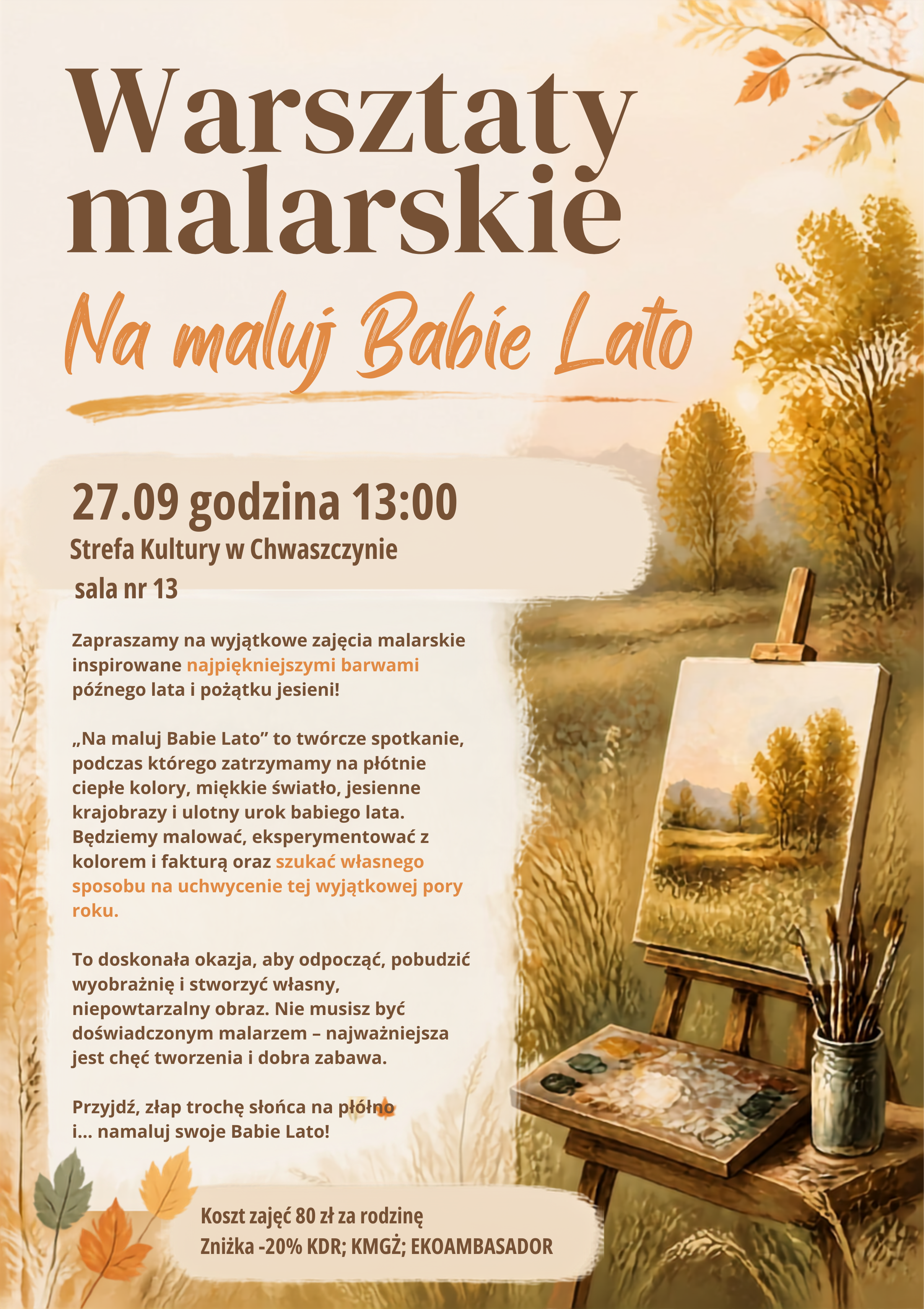 Warsztaty Rodzinne Chwaszczyno " Namalujmy Babie Lato"